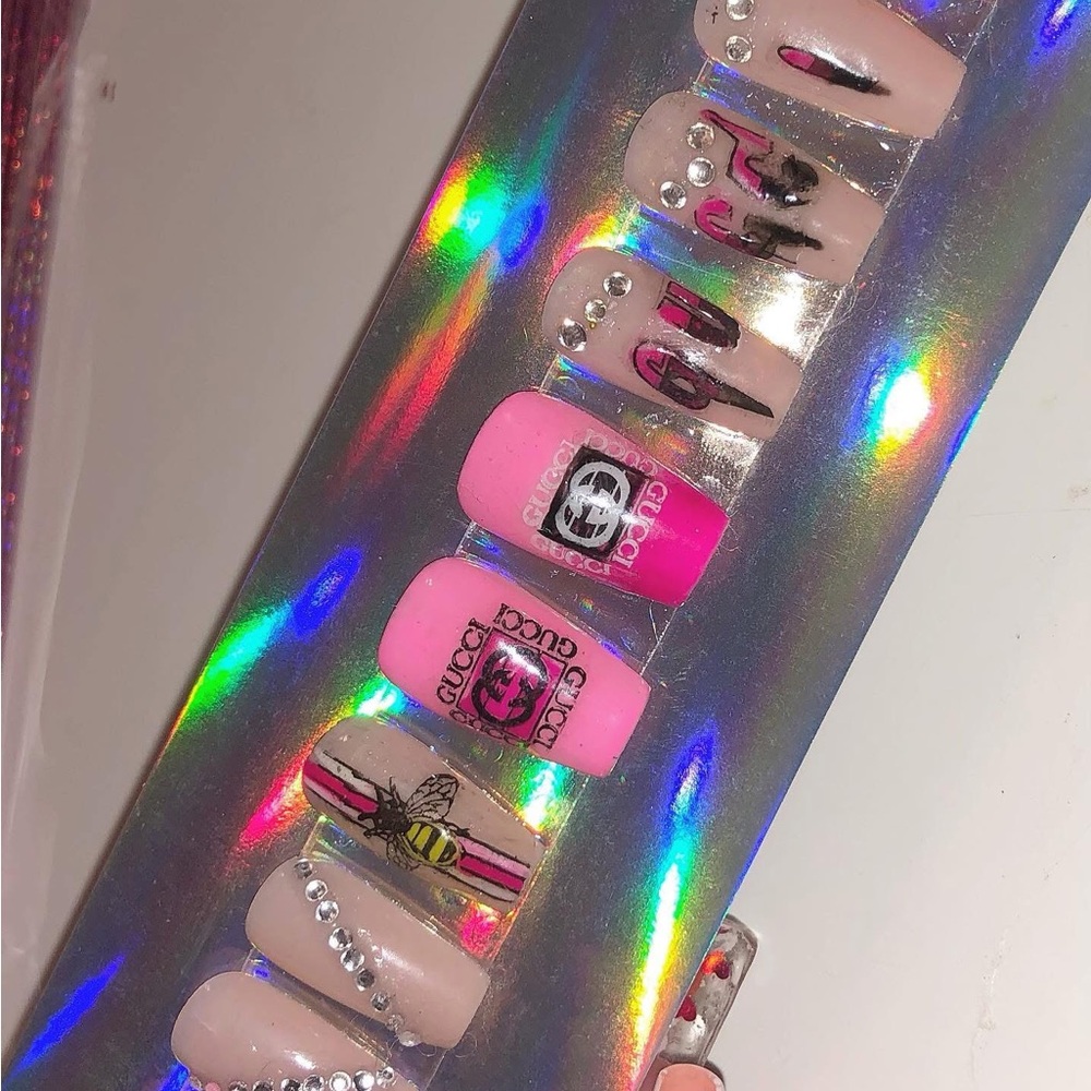 Pink and Nude Gucci Nail Set